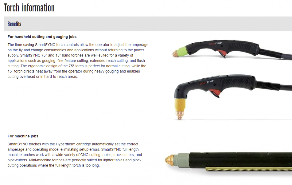 plasma torches of hypertherm for sheet metal cutting