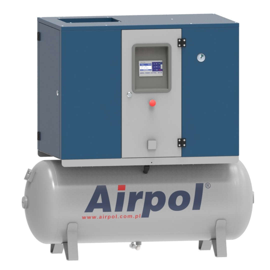 Ölgeschmierter Schraubenkompressor auf Tank mit Kältetrockner Airpol KT4